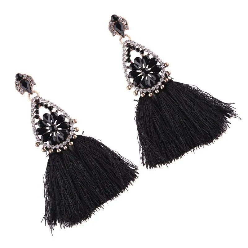 8 color Women s long earrings hanging drops tassels earring for Xmas bohemia party