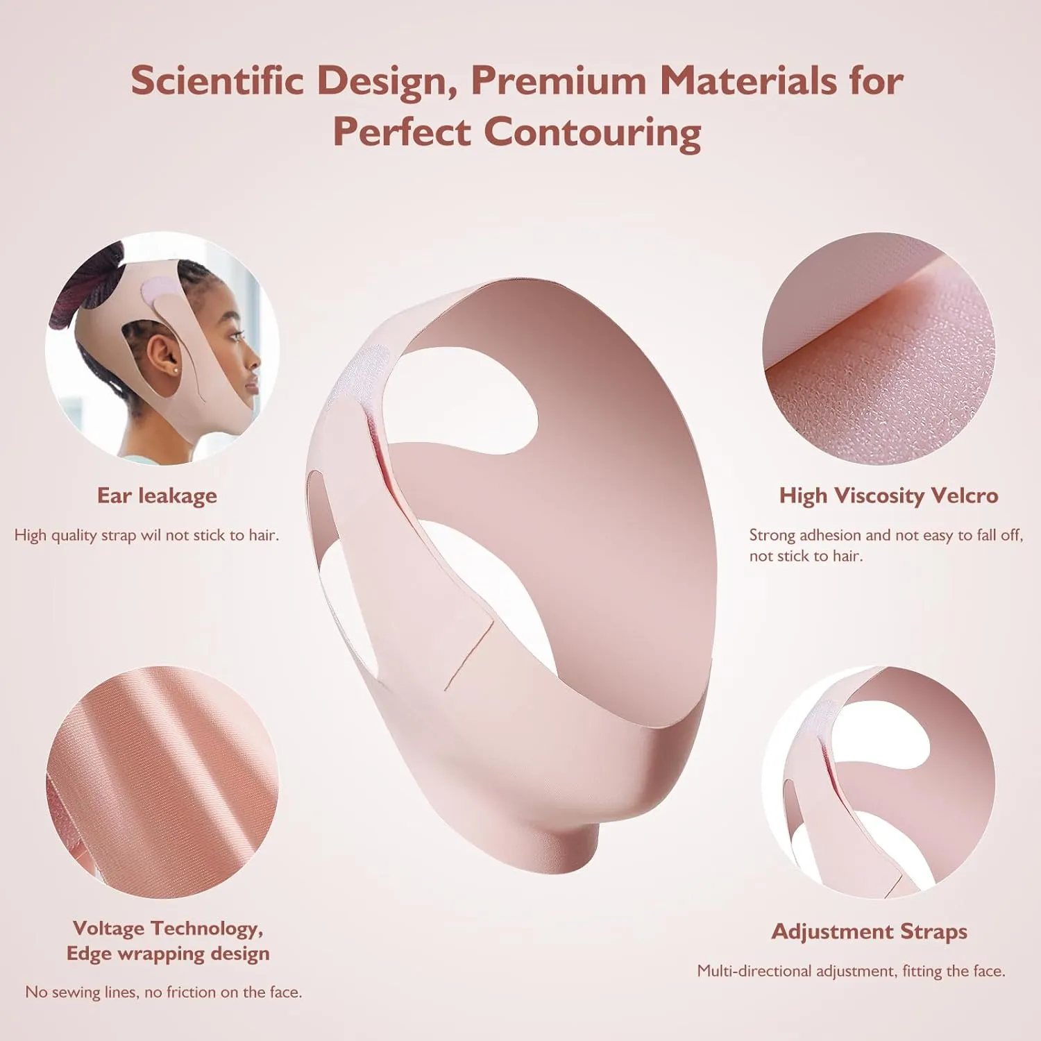 Adjustable V-Line Chin Strap for Daily & Night Face Lifting - Reusable Jawline Shaper Made with Advanced Electric-Hot-Press Tech for Skin-Friendly Breathable Ice Silk Material Fabric