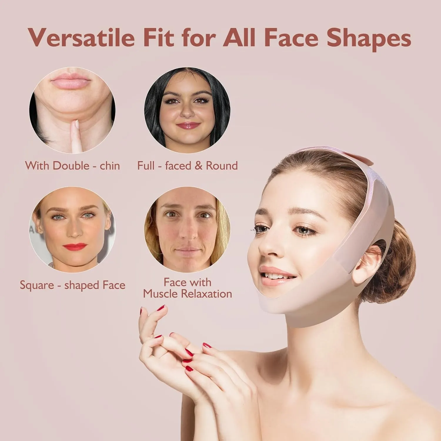 Adjustable V-Line Chin Strap for Daily & Night Face Lifting - Reusable Jawline Shaper Made with Advanced Electric-Hot-Press Tech for Skin-Friendly Breathable Ice Silk Material Fabric