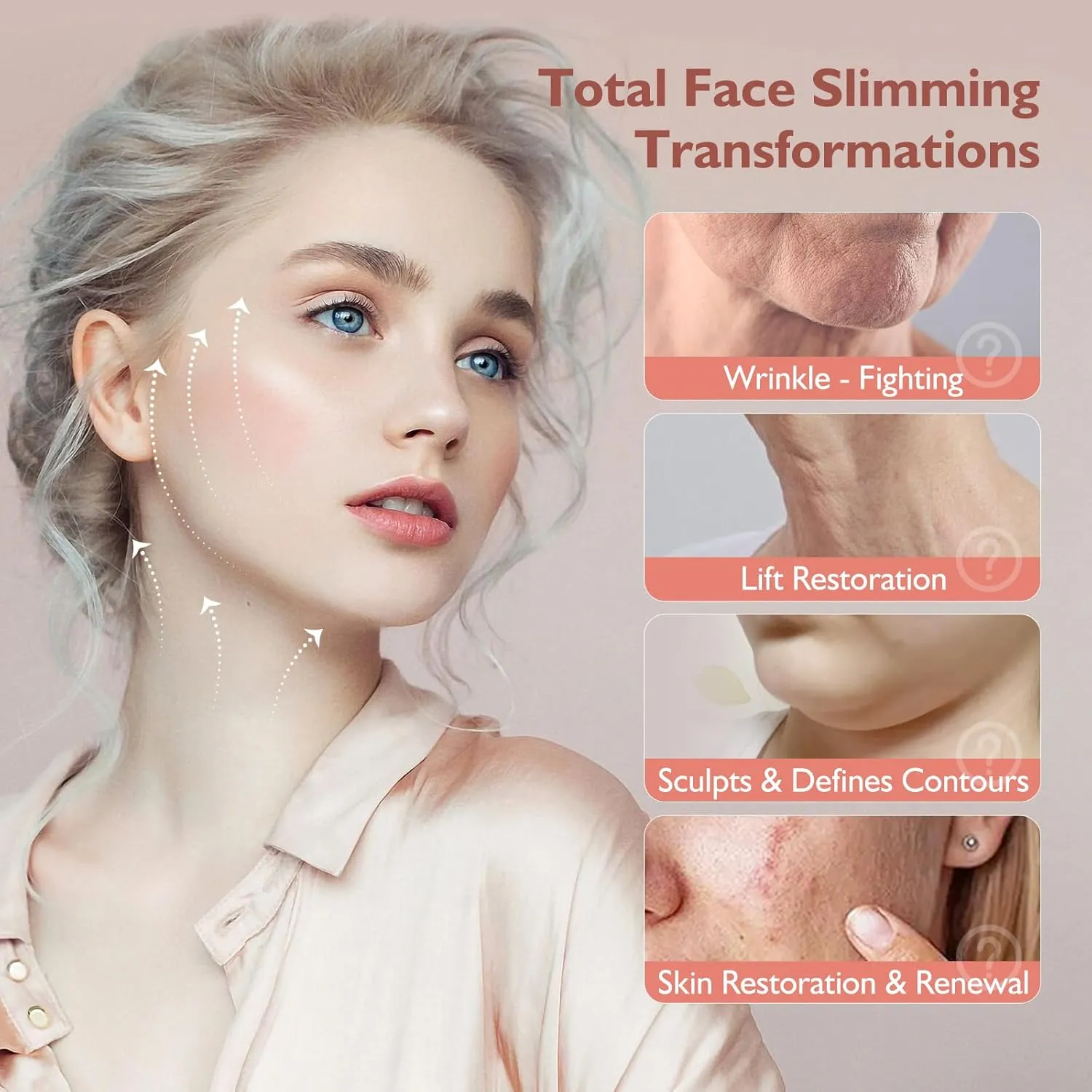 Adjustable V-Line Chin Strap for Daily & Night Face Lifting - Reusable Jawline Shaper Made with Advanced Electric-Hot-Press Tech for Skin-Friendly Breathable Ice Silk Material Fabric