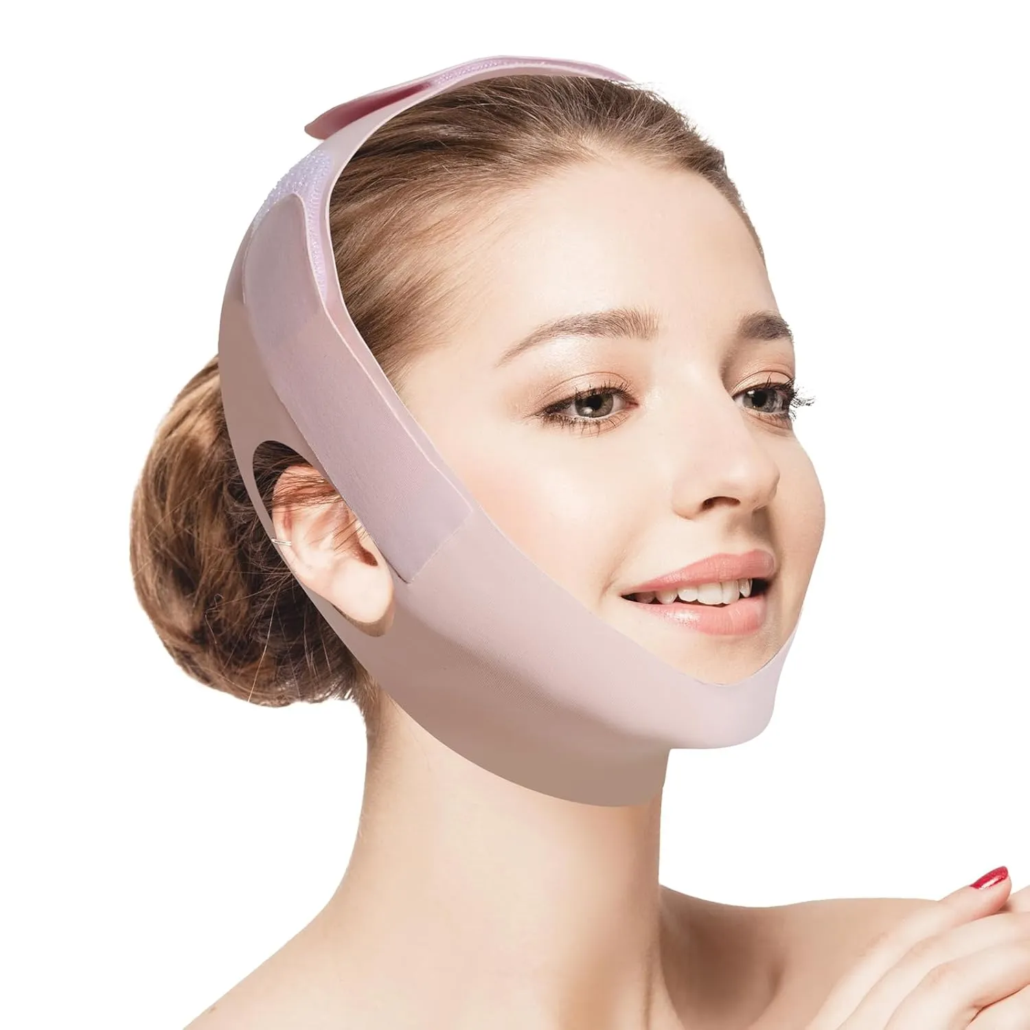 Adjustable V-Line Chin Strap for Daily & Night Face Lifting - Reusable Jawline Shaper Made with Advanced Electric-Hot-Press Tech for Skin-Friendly Breathable Ice Silk Material Fabric