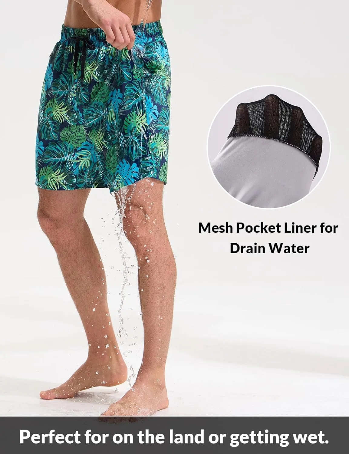 baleaf Mens Swim Trunks with Compression Liner 5 & 7 inch Quick Dry Bathing Suit Swim Shorts with Zippered Pockets