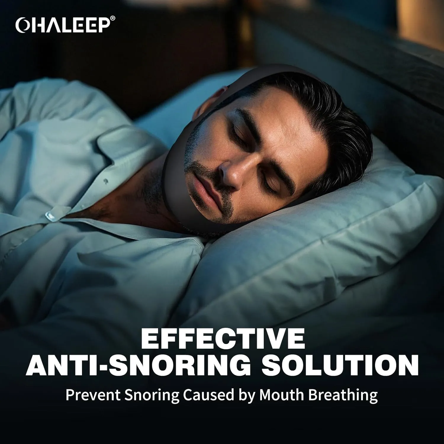 Chin Strap for Sleeping Comfortable Stop Snoring Solution, Snore Stopper Adjustable, Anti Snoring Devices Breathable and Reusable, Anti Snore Chin Strap for CPAP Users, Black, M