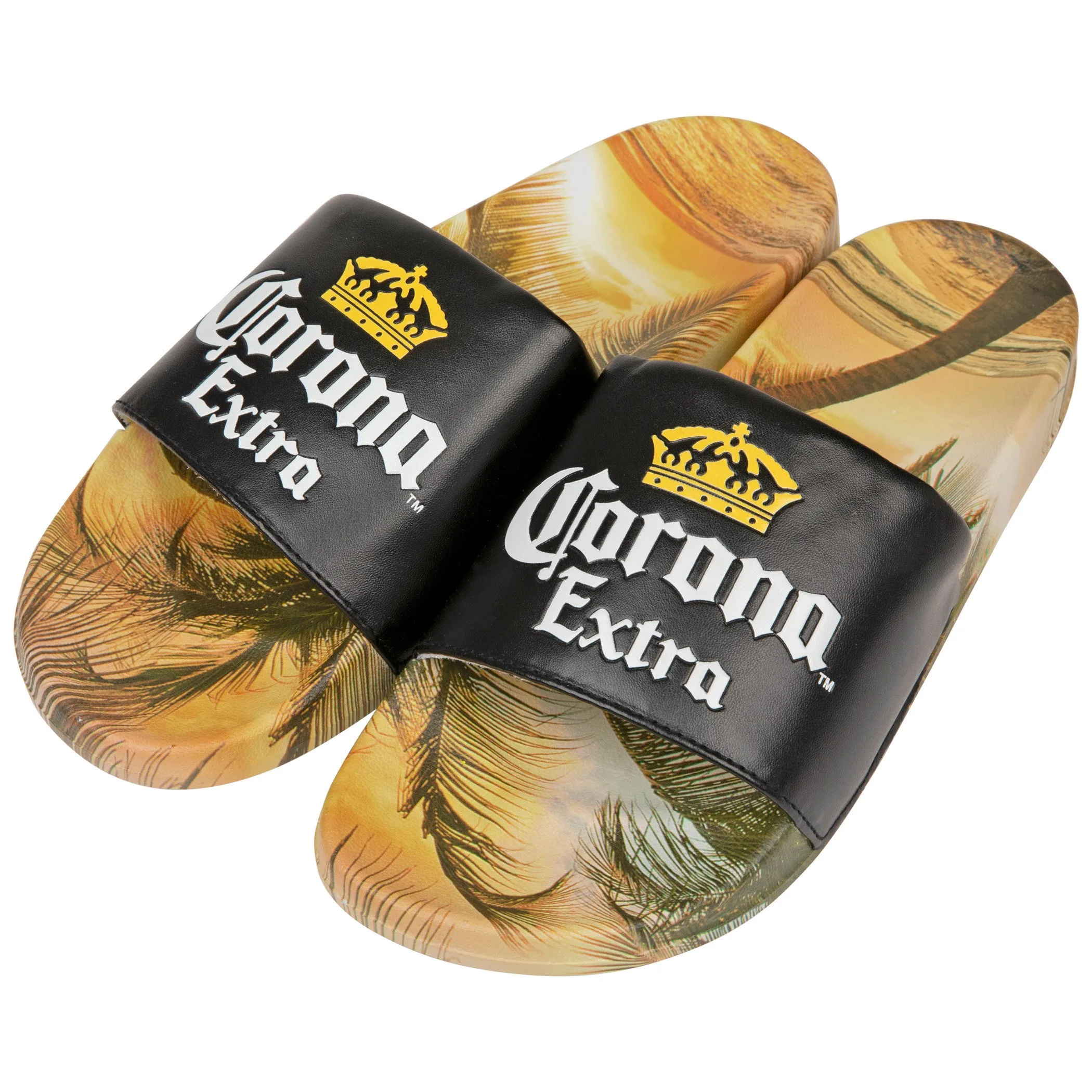 Corona Extra Black Label with Beach Scene Sandal Slides