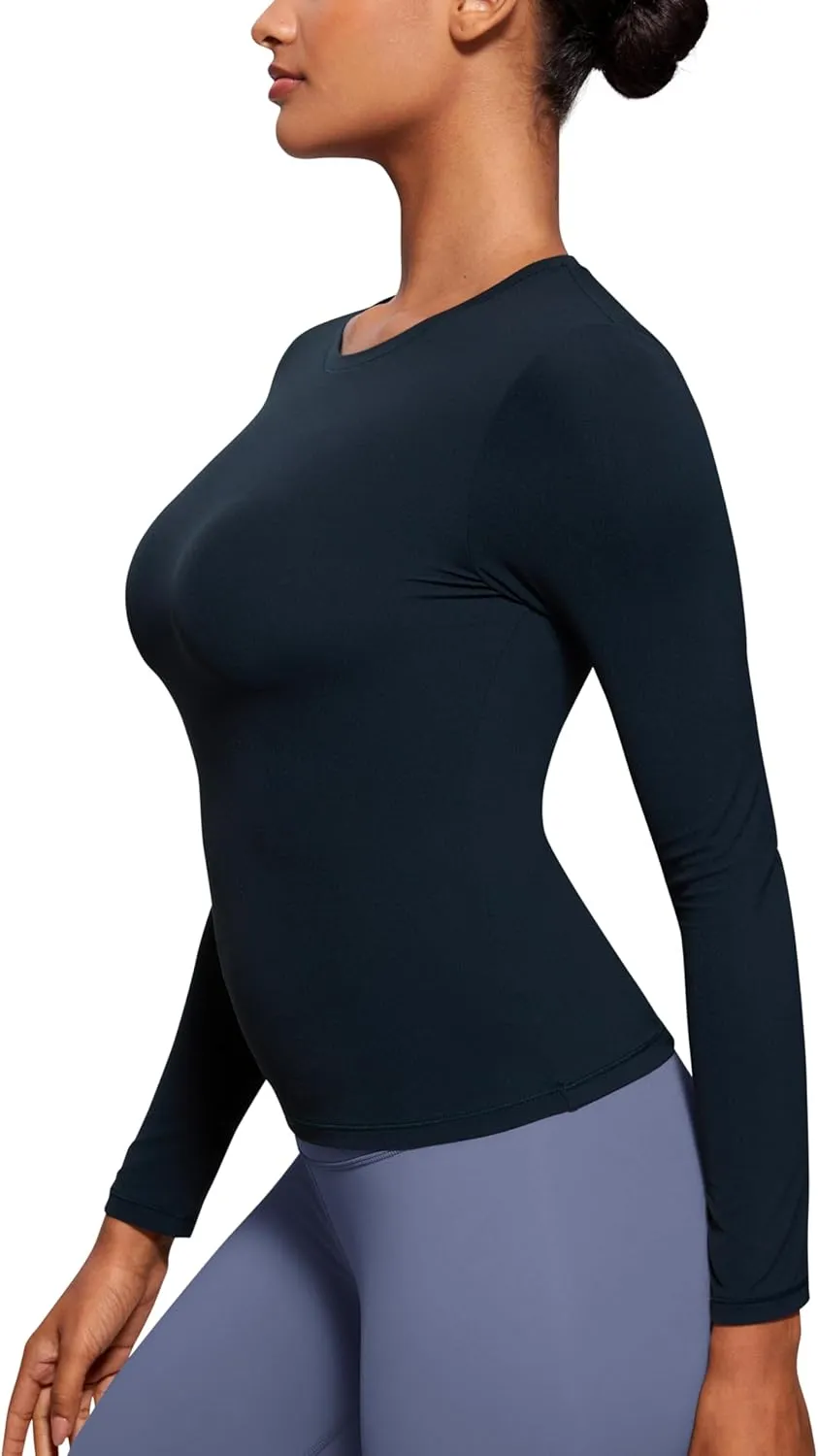 CRZ YOGA Softembrace Long Sleeve Shirts for Women Soft Crew Neck Fall Basic Tight Tops Fitted Casual Going Out T-Shirts