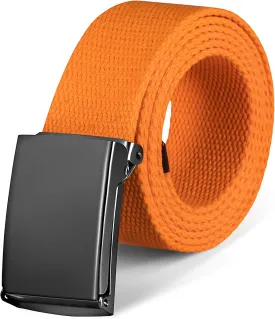 LXMY Mens Belt,Work Belts for Men,Mens Holeless Adjustable Canvas Web Cloth Fabric Belts,Black Casual Dress Business Belt