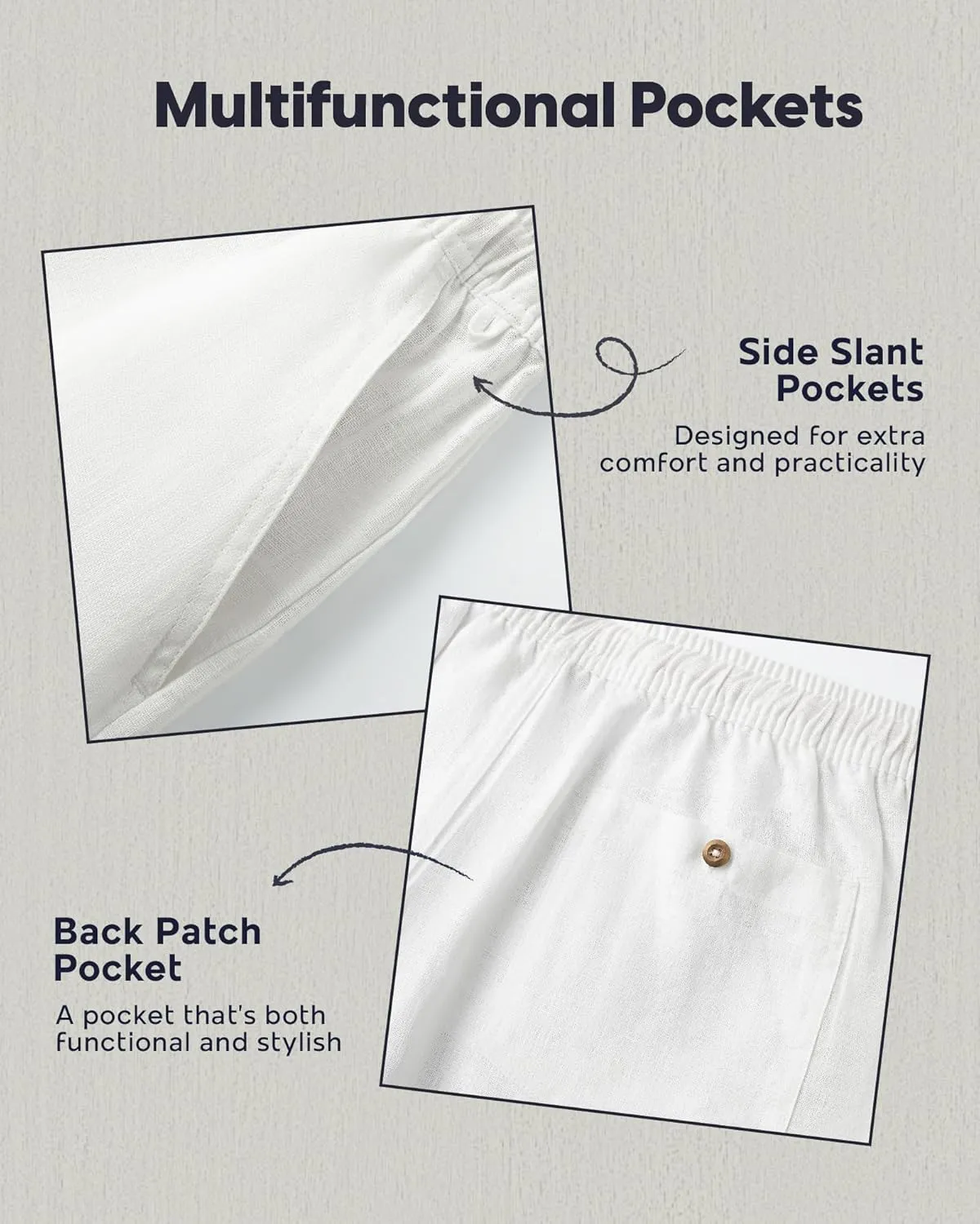 maamgic Mens Casual Linen Shorts 5/7 Inch Elastic Waist Drawstring Summer 2 in 1 Beach Shorts with Pockets