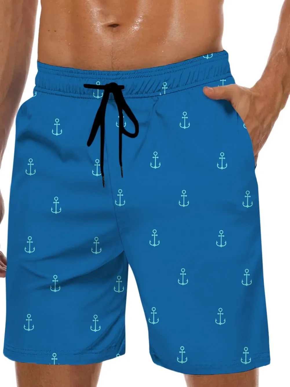 Men's Swim Trunks Hawaiian Bathing Mesh Lining Suit Swimsuits Beach Shorts with Pockets