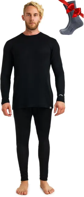Merino.tech Merino Wool Base Layer Mens Set - Heavyweight, Midweight, Lite Merino Wool Thermal Underwear For Men Top, Bottom