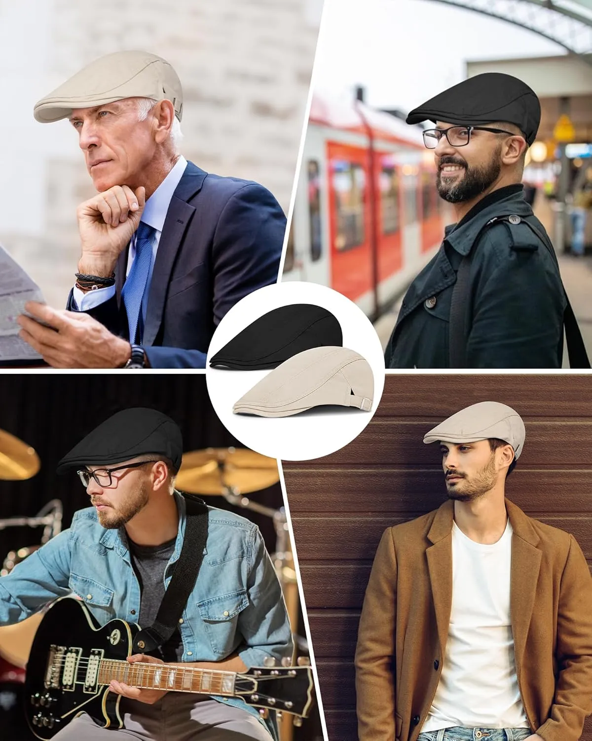 Newsboy Cap for Men Flat Hats Adjustable Breathable Irish Caps Cabbie Ivy Driving Hunting Sport Golf Outdoor