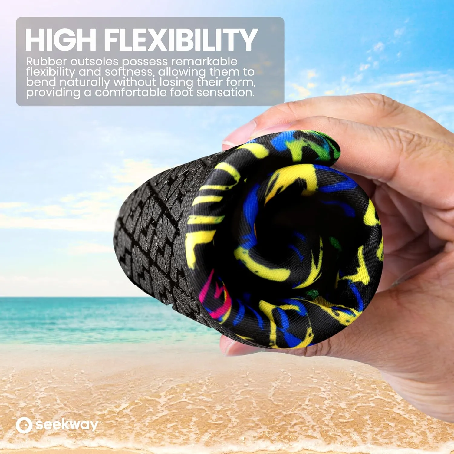 SEEKWAY Water Shoes Women Men Adult Quick-Dry Aqua Socks Barefoot Non Slip for Beach Swim River Pool Lake surf Black SK002(U)