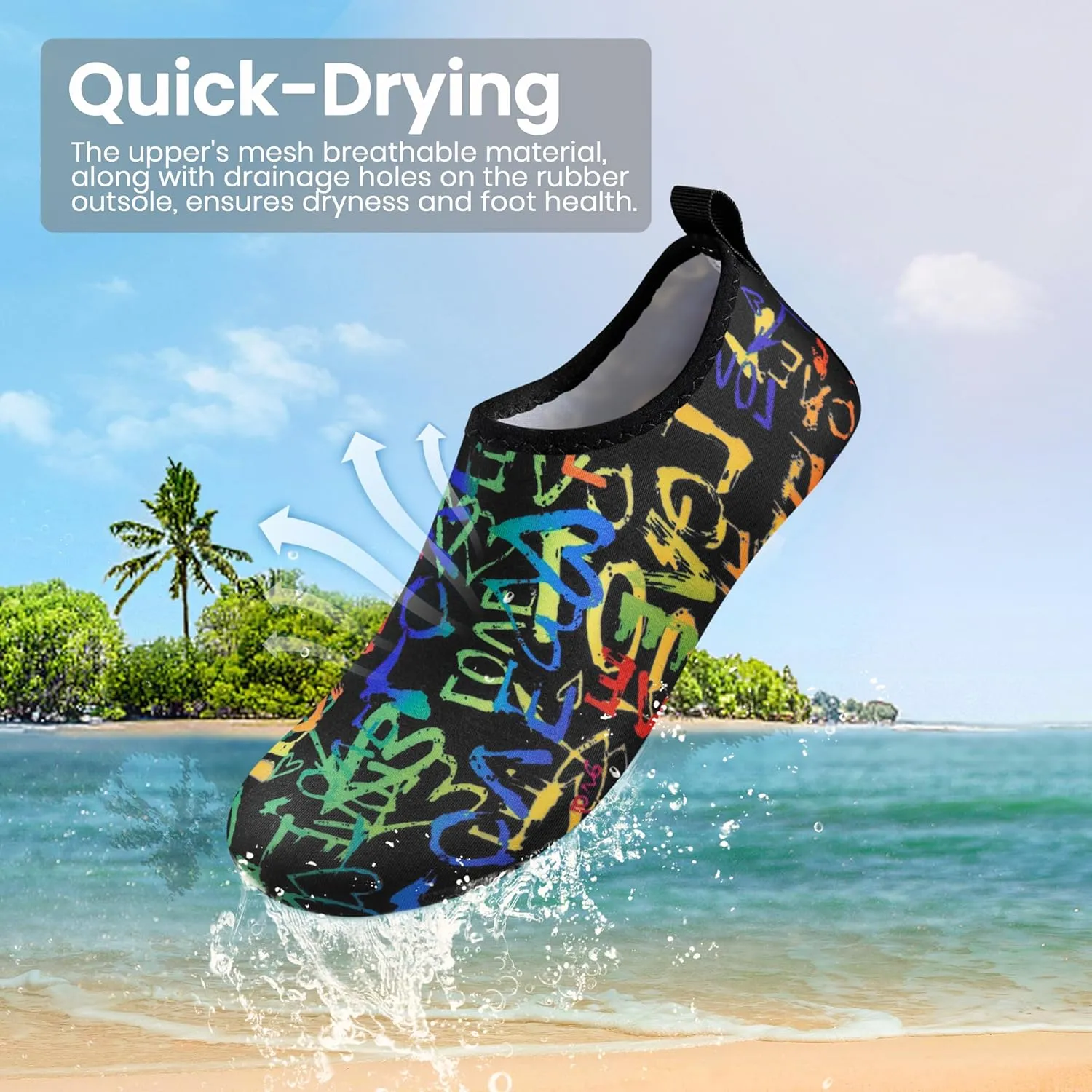 SEEKWAY Water Shoes Women Men Adult Quick-Dry Aqua Socks Barefoot Non Slip for Beach Swim River Pool Lake surf Black SK002(U)