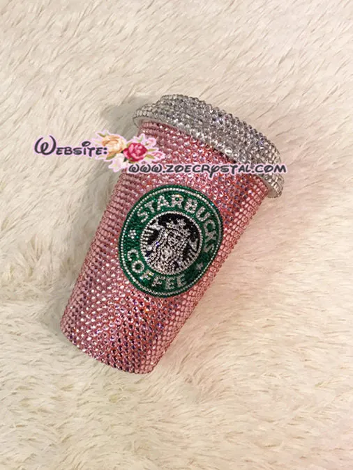 Stylish BLING Crystallized STARBUCKS Ceramic Pink Mug / Cup