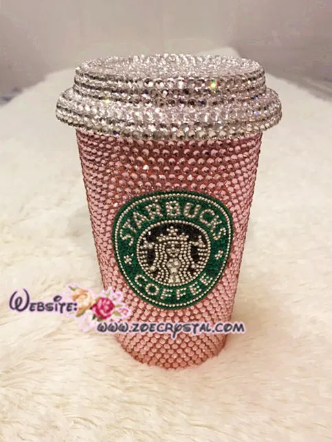 Stylish BLING Crystallized STARBUCKS Ceramic Pink Mug / Cup